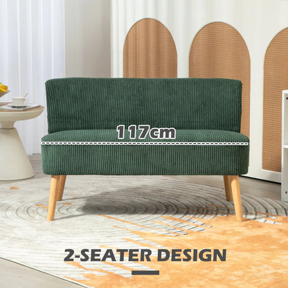 Modern 2 Seater Sofa, Upholstered Couch with Rubber Wood Legs, Green 2-Seater Sofas at Gallery Canada