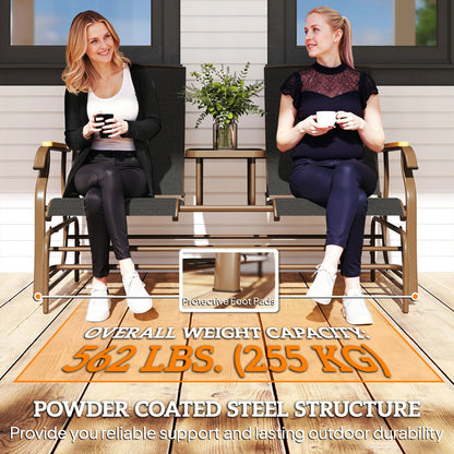 2-Person Outdoor Glider Bench, Steel Frame, Breathable Mesh, Table Outdoor Gliders at Gallery Canada