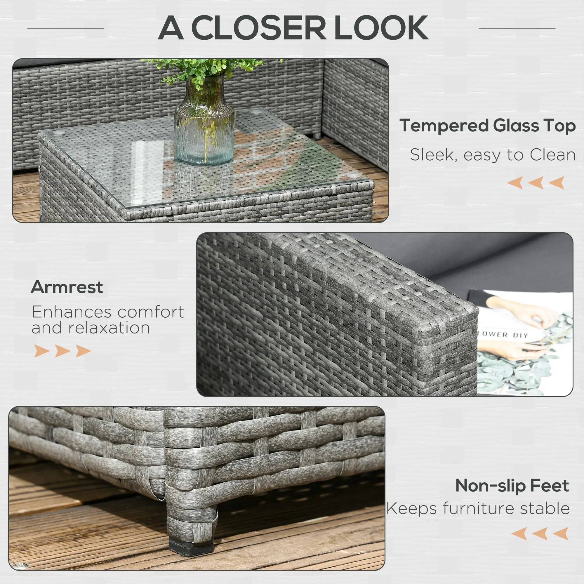 3pc Rattan Wicker Outdoor Furniture Set, Loveseats, Coffee Table, Grey Patio Furniture Sets at Gallery Canada