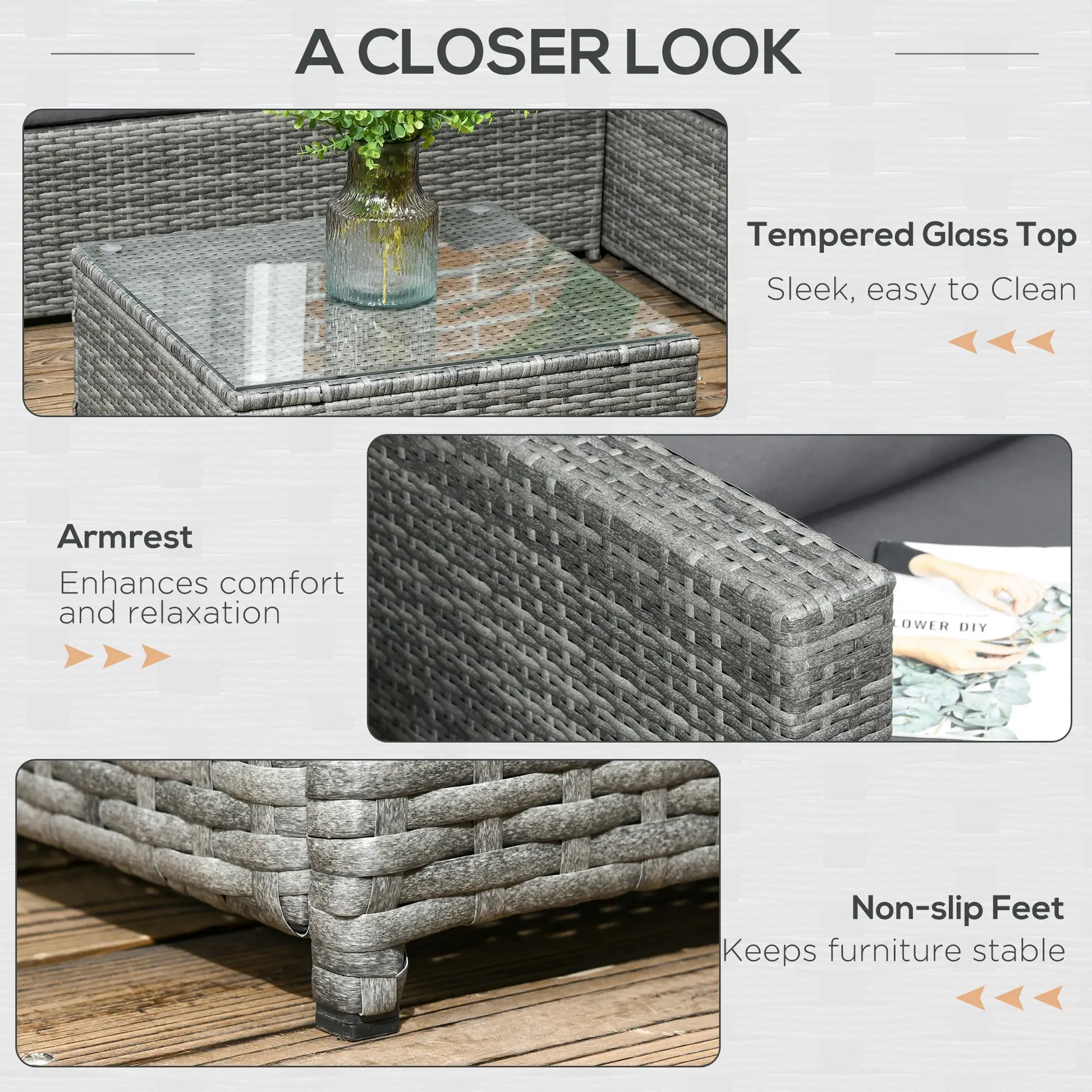 3pc Rattan Wicker Outdoor Furniture Set, Loveseats, Coffee Table, Grey Patio Furniture Sets at Gallery Canada