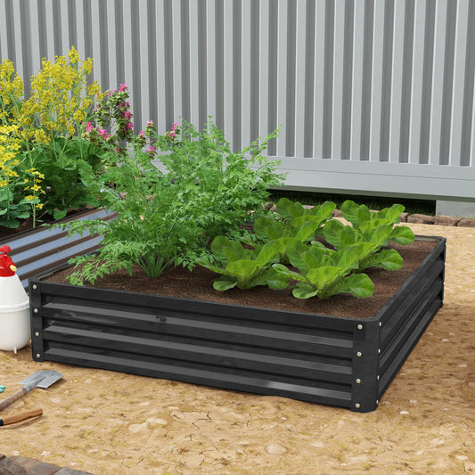 4' x 4' x 1' Galvanized Steel Raised Garden Bed, Grey Galvanized Planter Boxes Grey at Gallery Canada