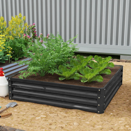 4' x 4' x 1' Galvanized Steel Raised Garden Bed, Grey