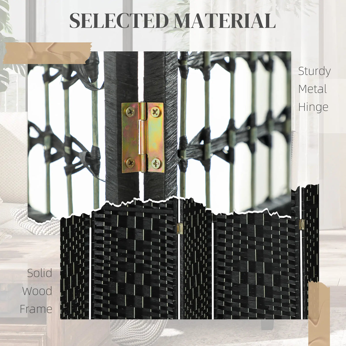 8 Panel Folding Room Divider, Portable Privacy Screen, Black Room Dividers at Gallery Canada