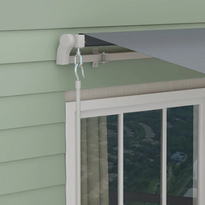 13' x 8' Manual Retractable Patio Awning, Sun Shade, Aluminum Frame, Grey Deck Awnings at Gallery Canada