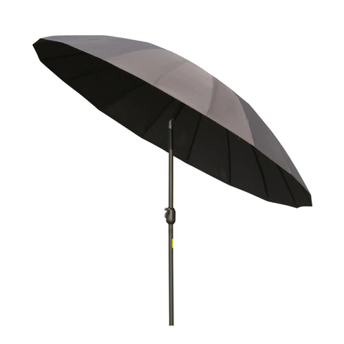8ft Garden Parasol, Crank & Tilt, Adjustable Sun Shade, Dark Grey