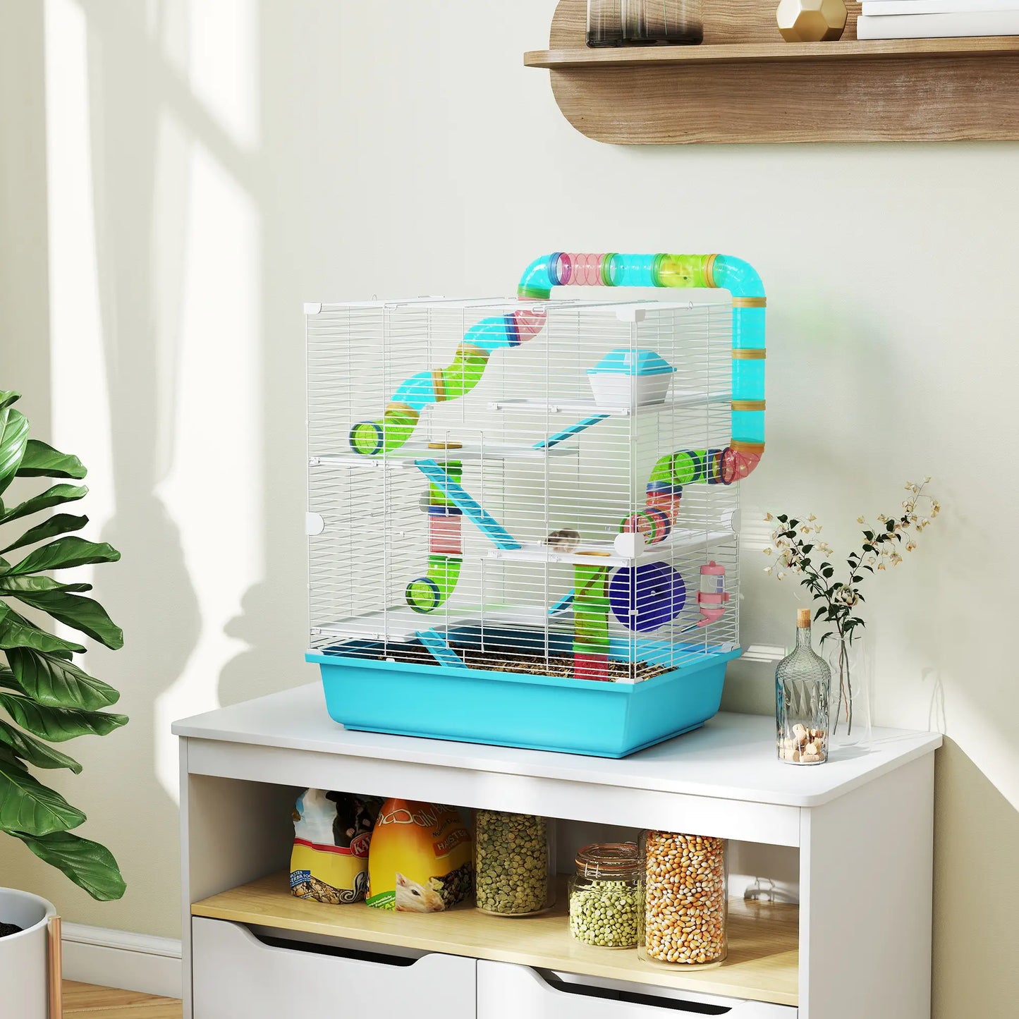 23" Large Hamster Cage, Small Animal House, 5-Level, Light Blue Hamster Cages at Gallery Canada