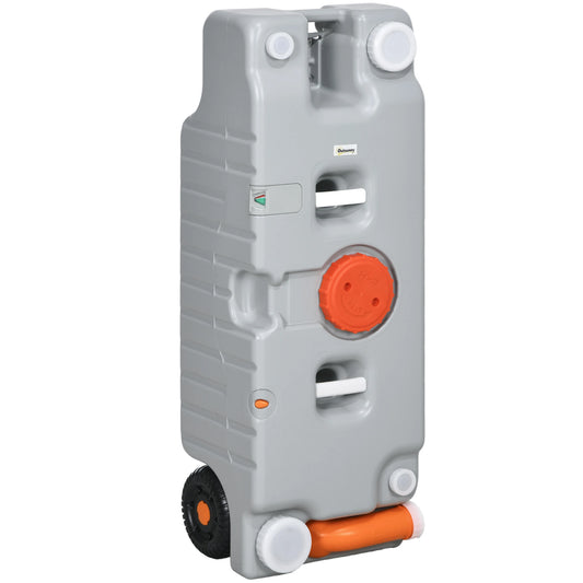 19.8 Gallon Portable RV Water Tank, Waste Storage, Rotating Drain Spout Water Dispensers Grey at Gallery Canada