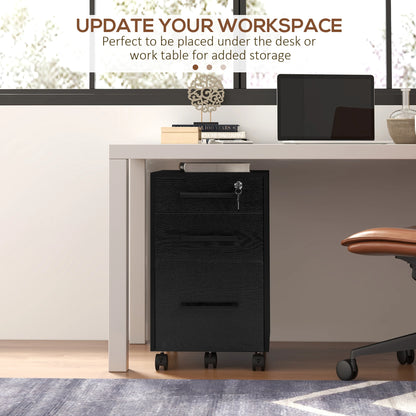 Lockable 3 Drawer Vertical File Cabinet, Hanging Bars, Letter and A4 Size, Black Office Cabinets & Cupboards at Gallery Canada