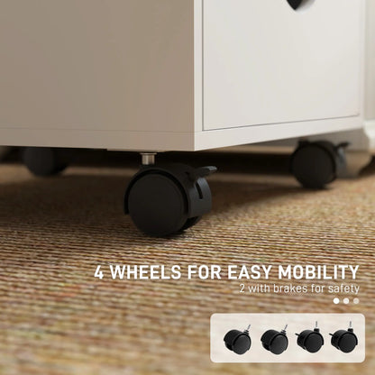 5 Drawer File Cabinet on Wheels, 15.7" x 15.7" x 26.4", White Office Cabinets & Cupboards at Gallery Canada