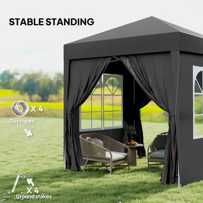 6.6'x6.6' Pop Up Canopy Tent, Instant Sun Shelter, Black Pop Up Canopies at Gallery Canada