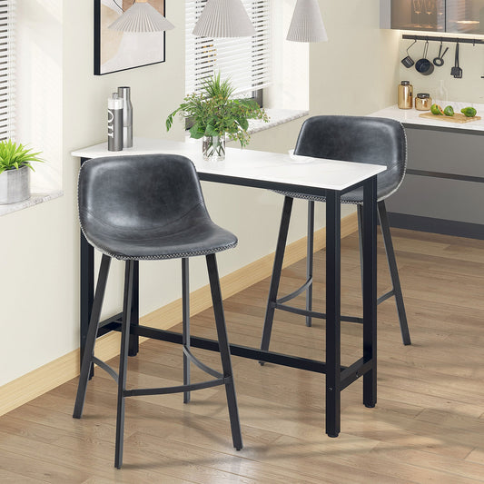 Counter Height Stools Set of 2, Upholstered Kitchen Stool with Back and Steel Legs - Gallery Canada
