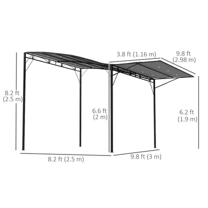 10x8ft Metal Gazebo, Extendable Side Awning, Dark Grey Pergolas at Gallery Canada
