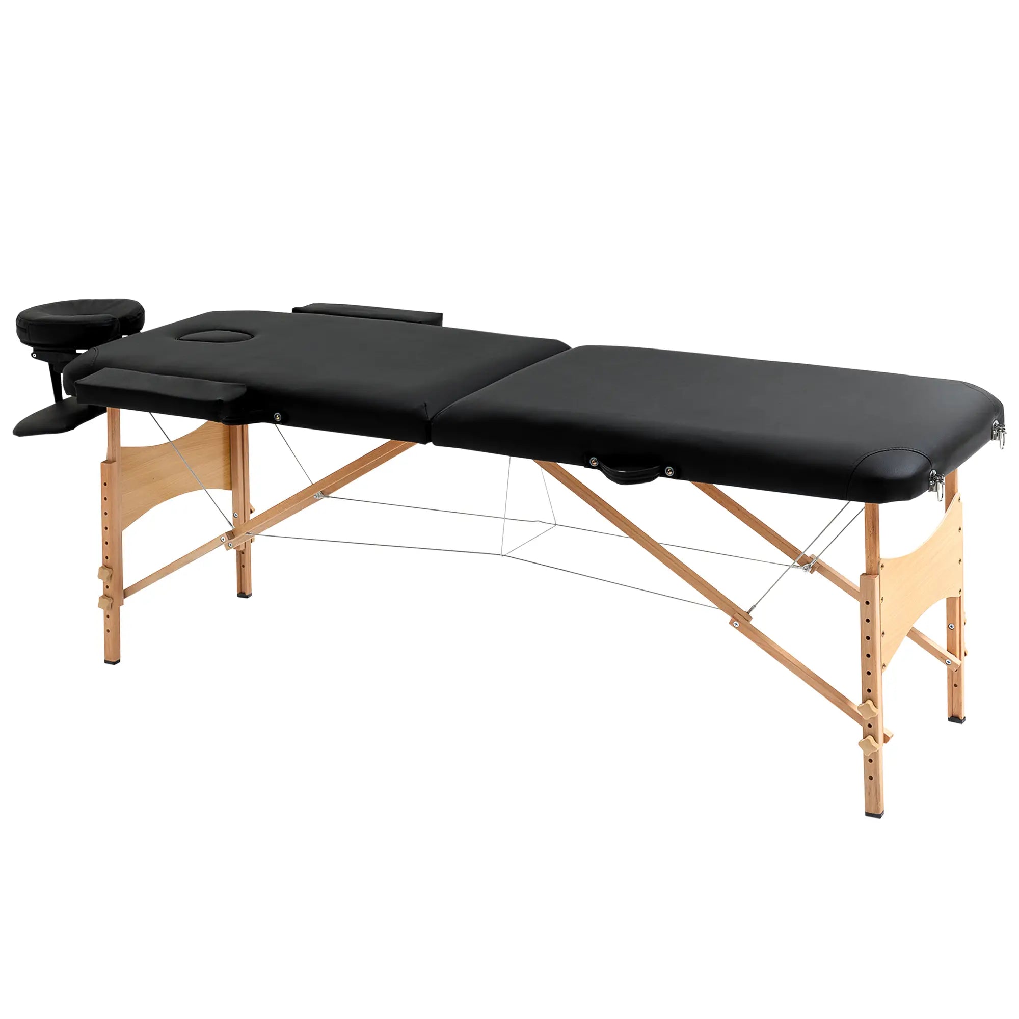 83 Inch Portable Folding Massage Table, Adjustable Salon Spa Bed, Black Portable Massage Tables Black at Gallery Canada