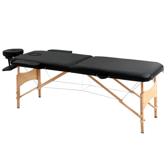 83 Inch Portable Folding Massage Table, Adjustable Salon Spa Bed, Black Portable Massage Tables Black at Gallery Canada