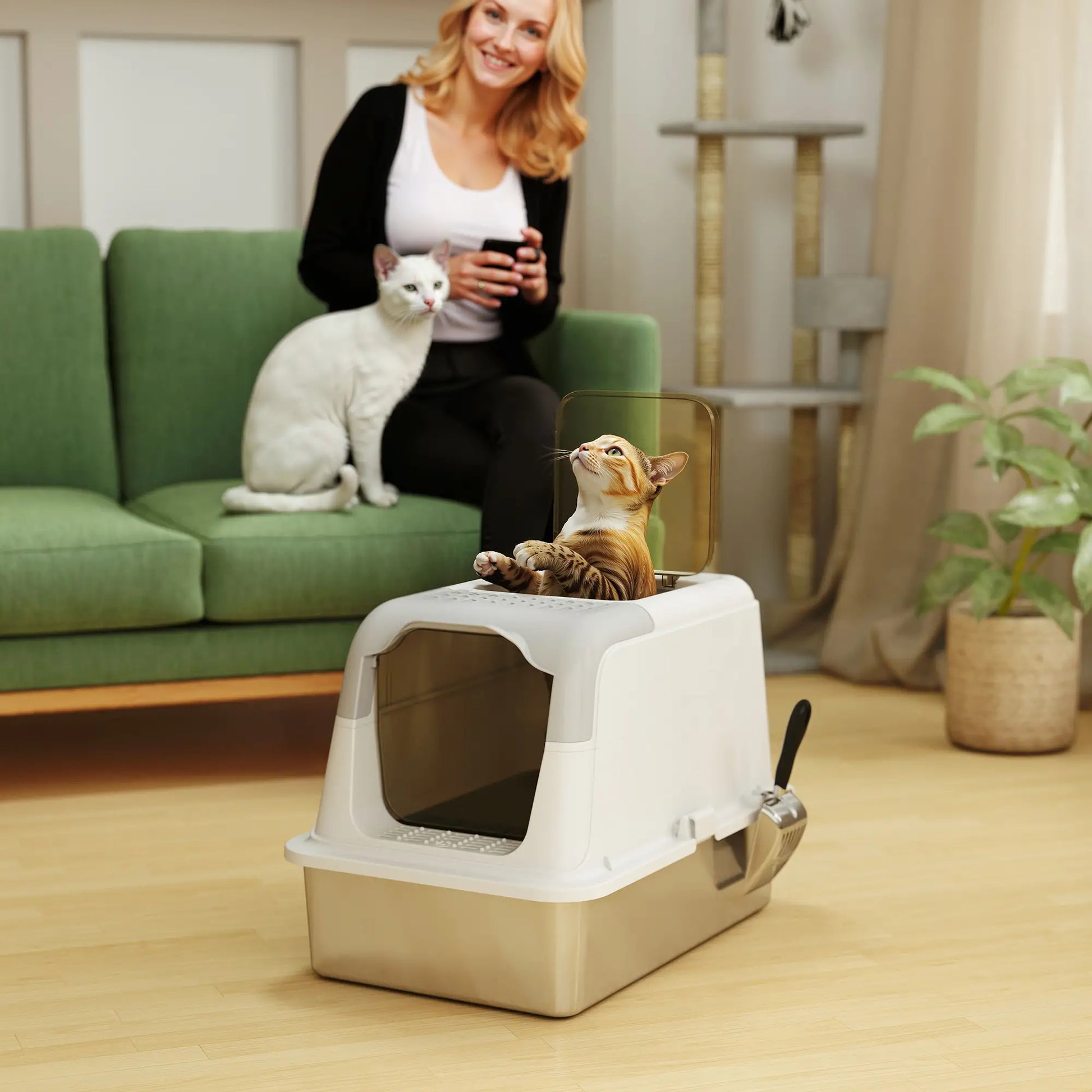 Extra Large Stainless Steel Litter Box, Enclosed for Big Cats Cat Litter Box Enclosures at Gallery Canada