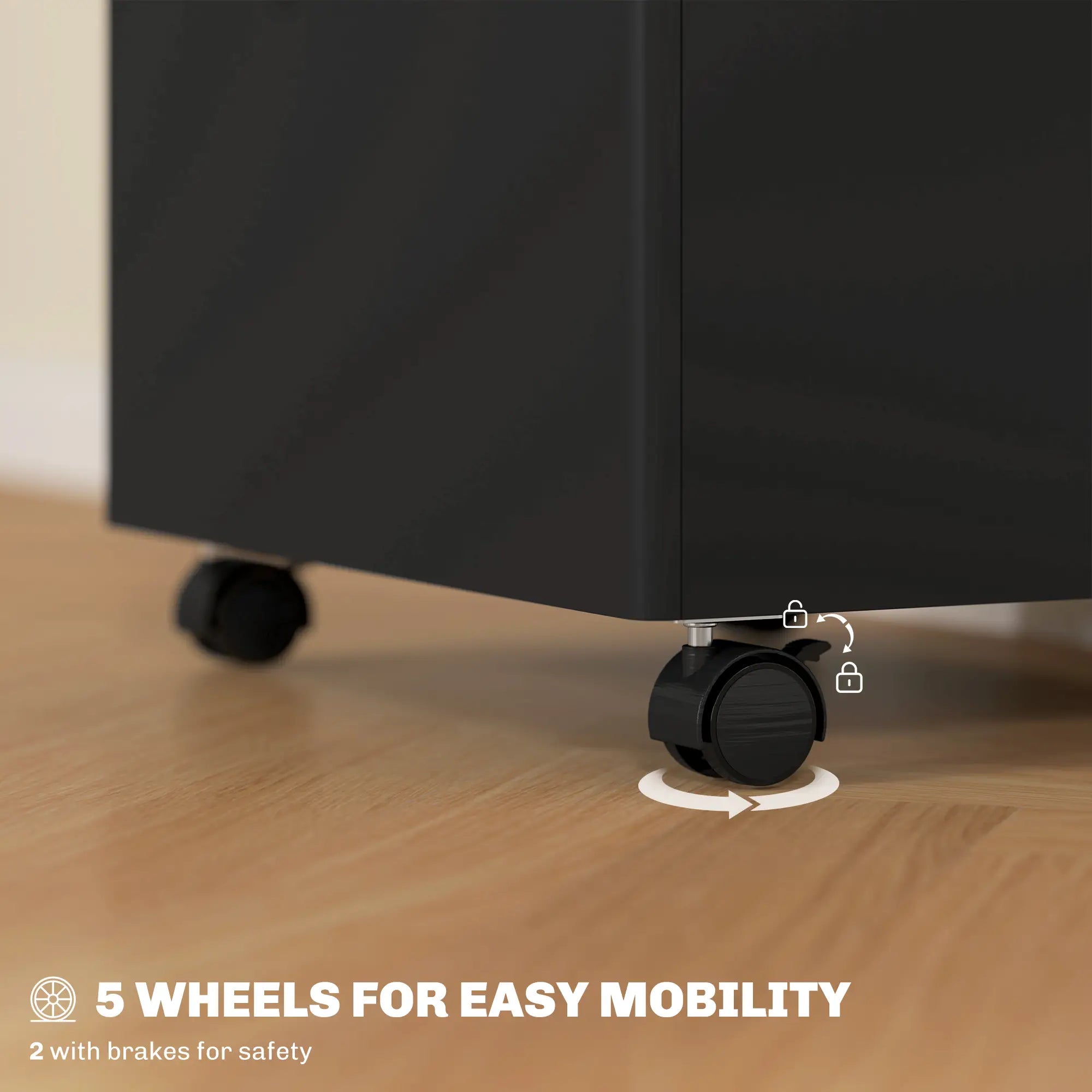 3-Drawer Small Filing Cabinet with Lock, Vertical Office Storage, Black Office Cabinets & Cupboards at Gallery Canada