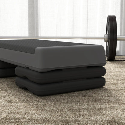 Adjustable Exercise Step Platform, 3-Level, 4", 6", 8", 550lbs, Grey Aerobic Equipment at Gallery Canada