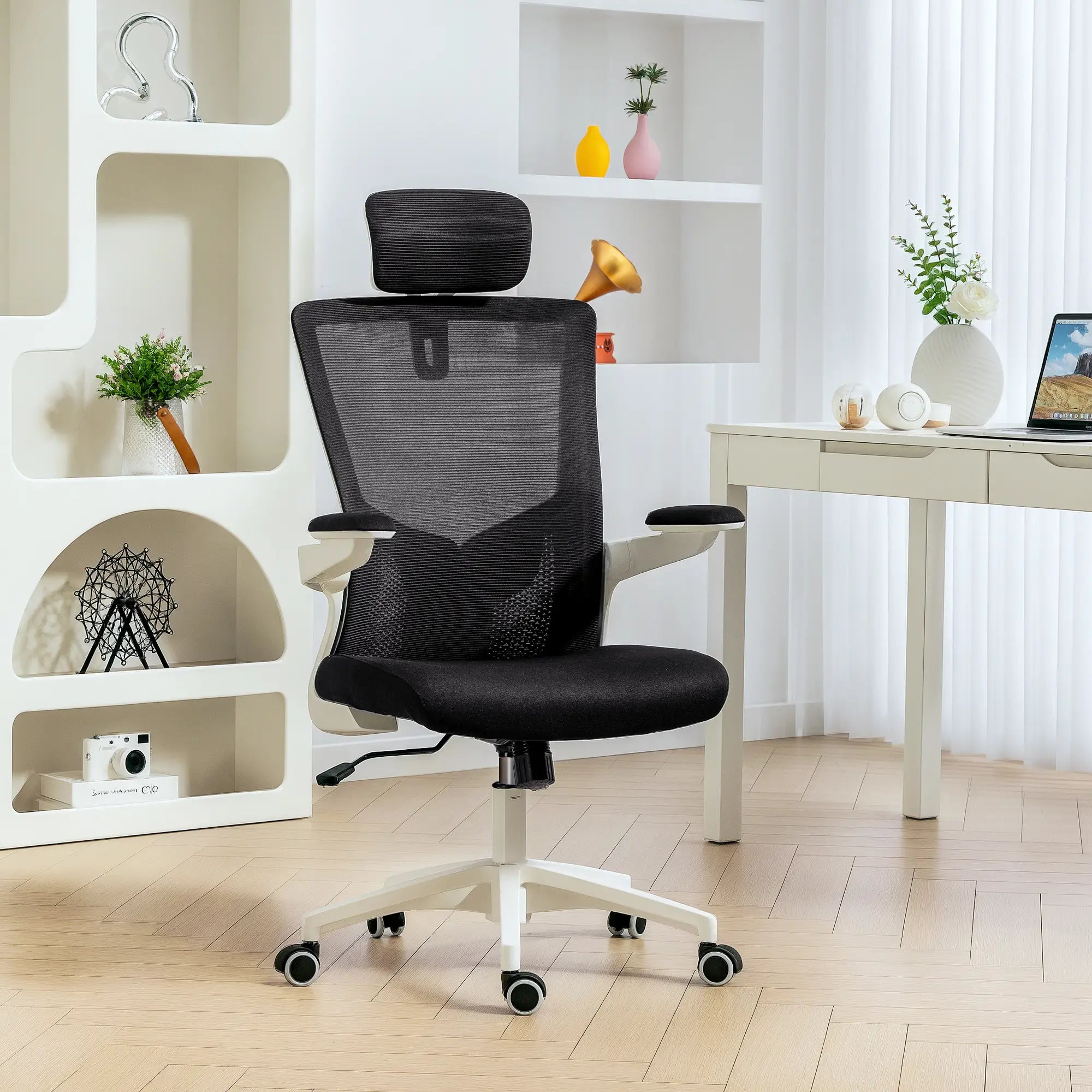 Ergonomic Office Chair, Swivel Desk Chair, Adjustable Lumbar Support, Headrest, Flip-Up Armrests, Black Task Chairs at Gallery Canada