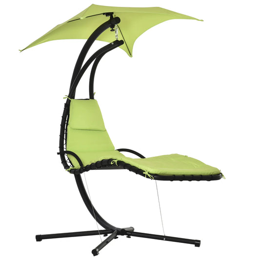 Outdoor Hammock Chair with Stand, Soft Padded Cushion, Canopy Umbrella, Green Patio Swings with Stand Green at Gallery Canada