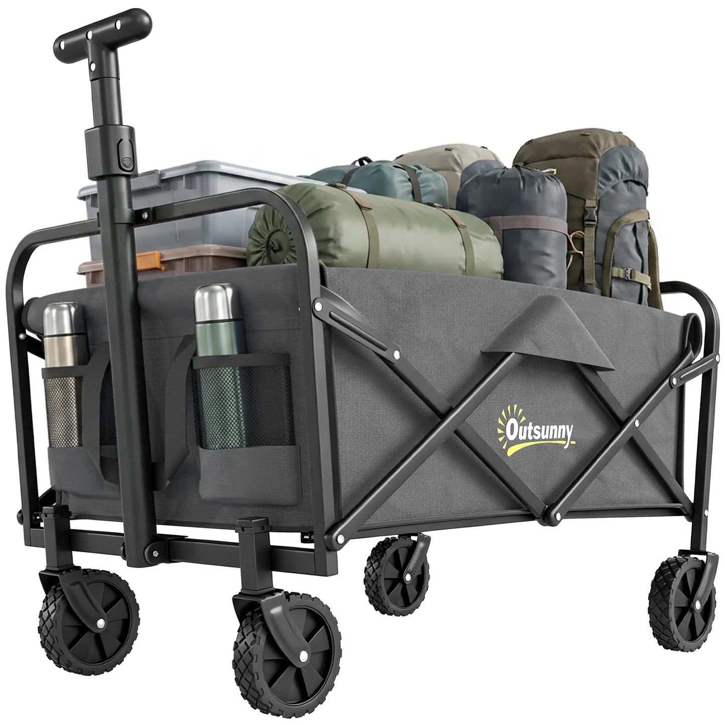 Collapsible Folding Garden Cart, Heavy Duty Lawn Wagon, Grey Bike Cargo Trailers at Gallery Canada