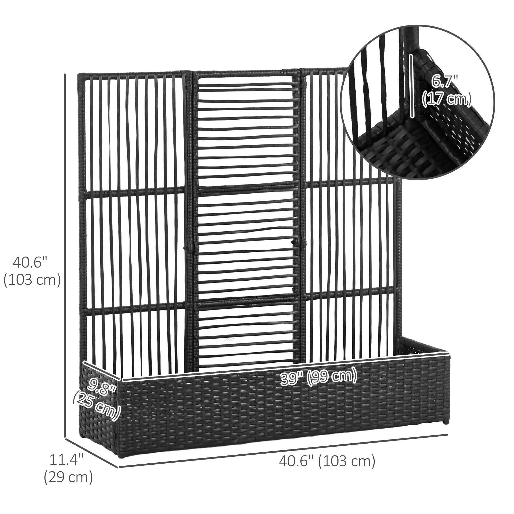 Raised Garden Bed with Lattice Trellis, Rattan Planter with Storage, Black Raised Garden Beds at Gallery Canada