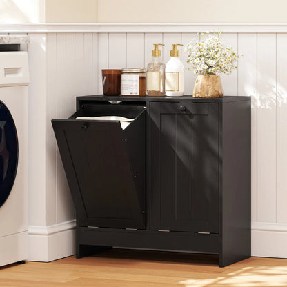 Tilt-Out Laundry Cabinet, 2 Compartments, Black Tilt Out Laundry Cabinets at Gallery Canada