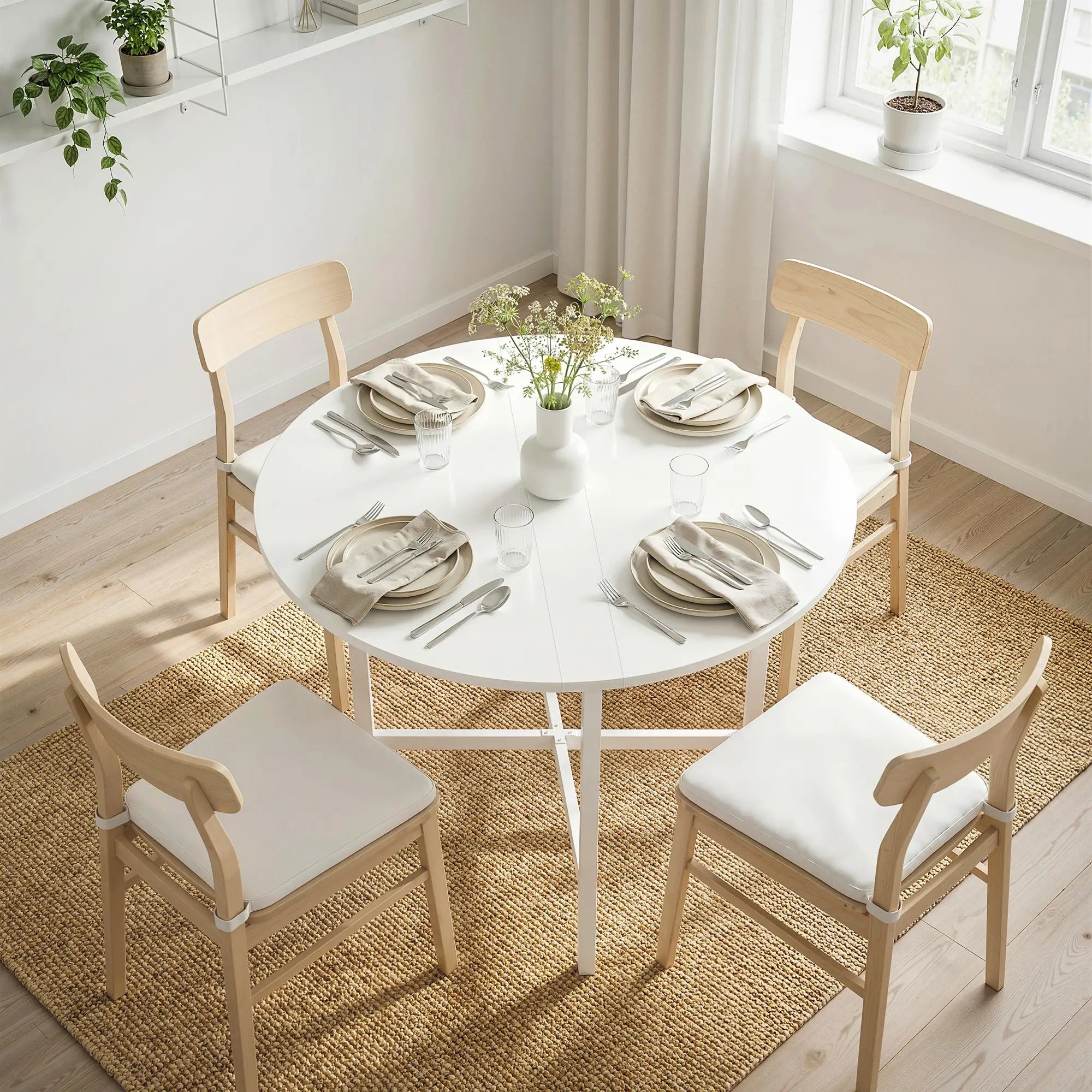 Folding Drop Leaf Dining Table, 80 cm, White Dining Tables at Gallery Canada