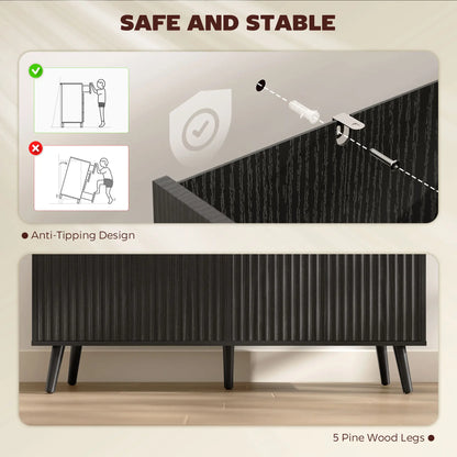 Buffet Cabinet with Storage, Modern Fluted Sideboard, Black Bar Cabinets at Gallery Canada