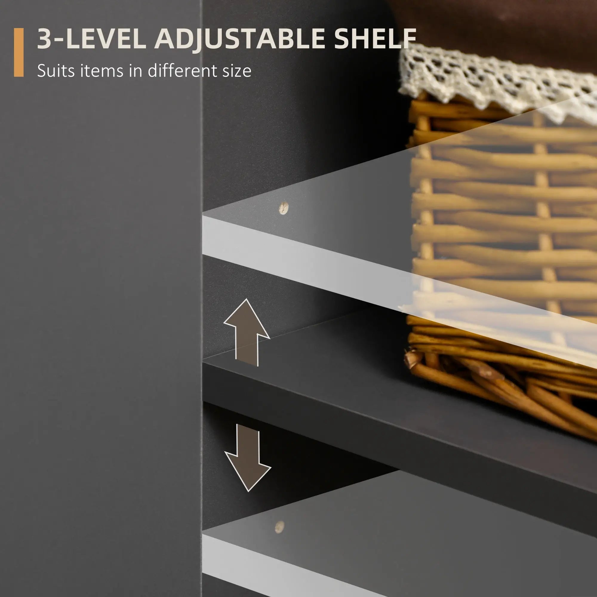 Sideboard Buffet Cabinet, Adjustable Shelves, Dark Grey Bar Cabinets at Gallery Canada