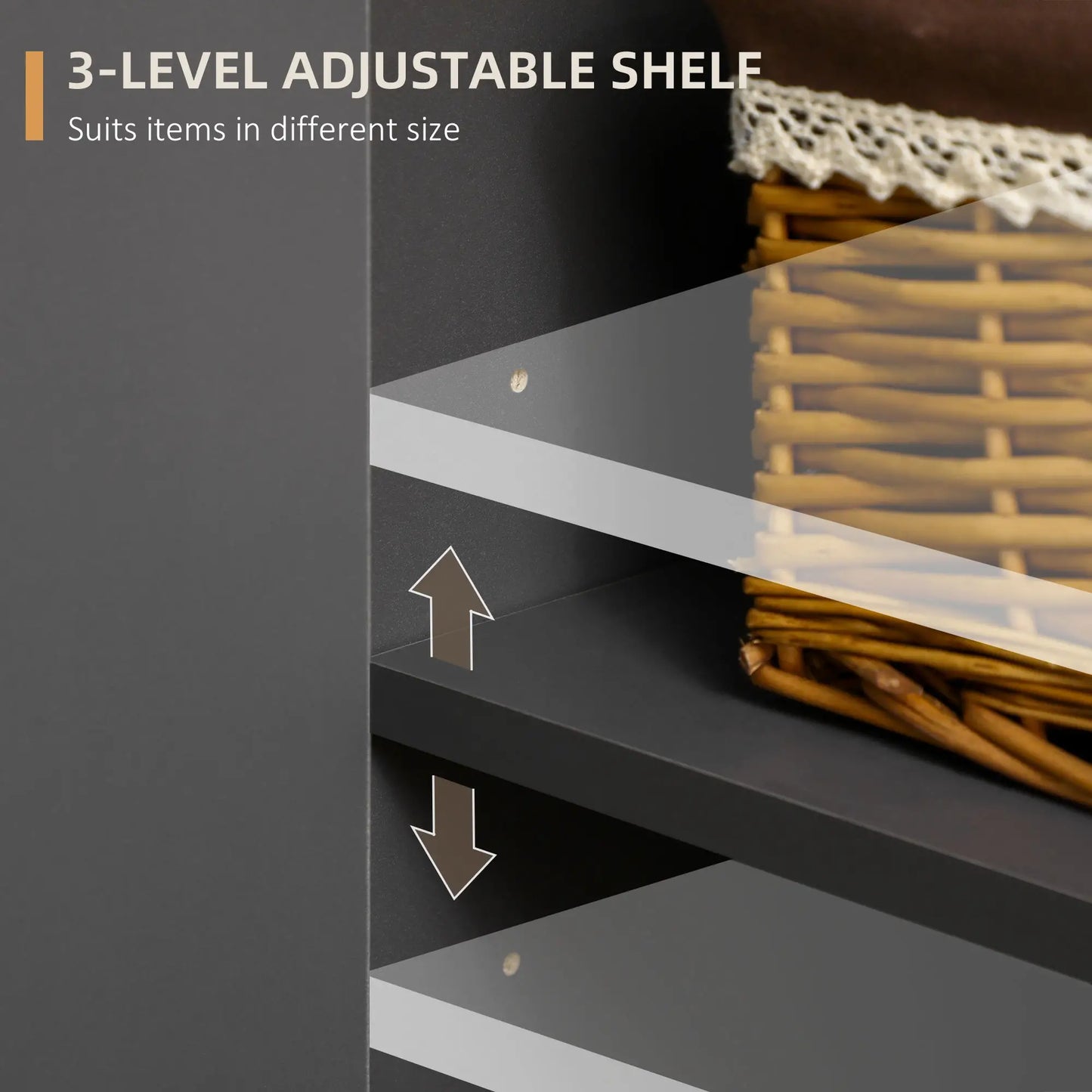 Sideboard Buffet Cabinet, Adjustable Shelves, Dark Grey Bar Cabinets at Gallery Canada