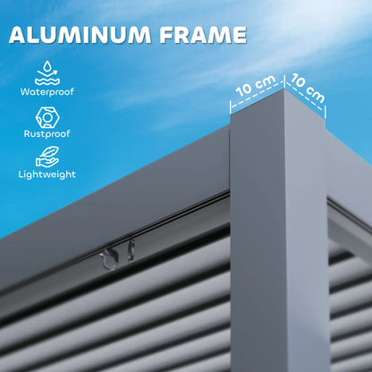 10' x 12' Adjustable Metal Roof Pergola, Aluminum Frame Outdoor Gazebo Pergolas at Gallery Canada