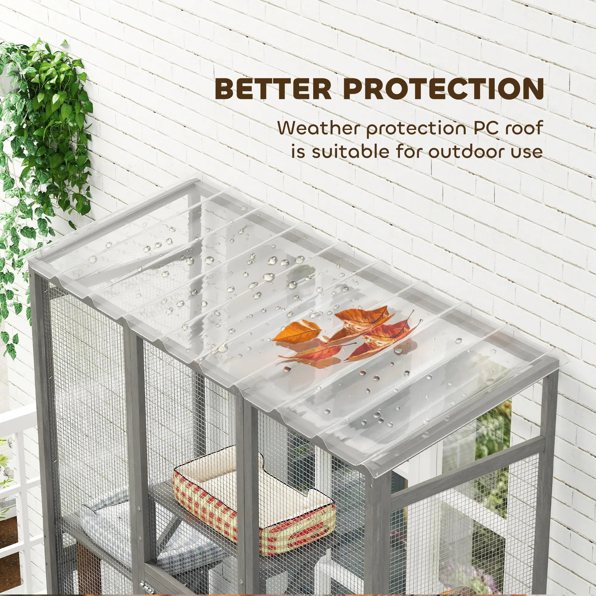 Wooden Catio Outdoor Cat Enclosure, 6 Jumping Platforms, Scratching Post, 2 Ramps, Waterproof Roof, Grey Outdoor Cat Enclosures at Gallery Canada