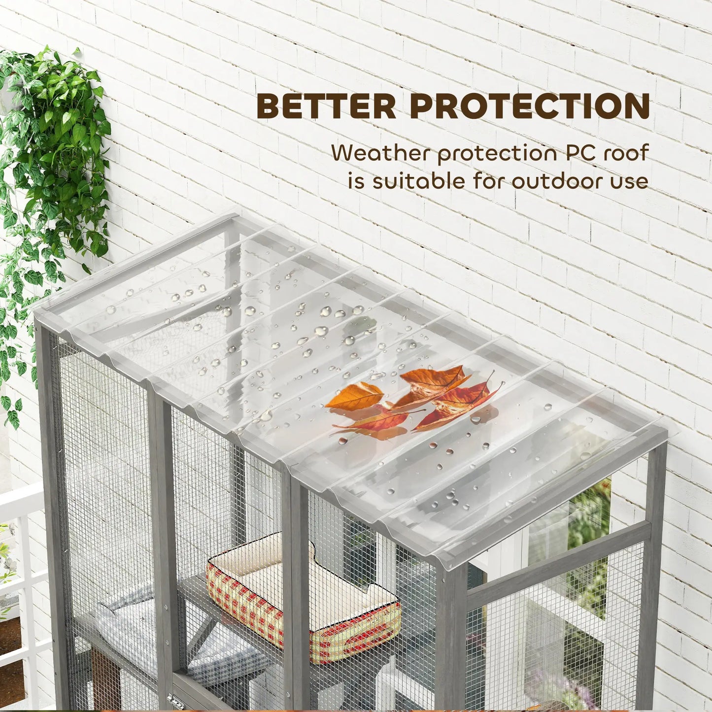 Wooden Catio Outdoor Cat Enclosure, 6 Jumping Platforms, Scratching Post, 2 Ramps, Waterproof Roof, Grey Outdoor Cat Enclosures at Gallery Canada