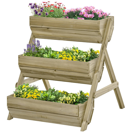 3 Tier Elevated Planter Box, Wooden Raised Garden Bed, 26
