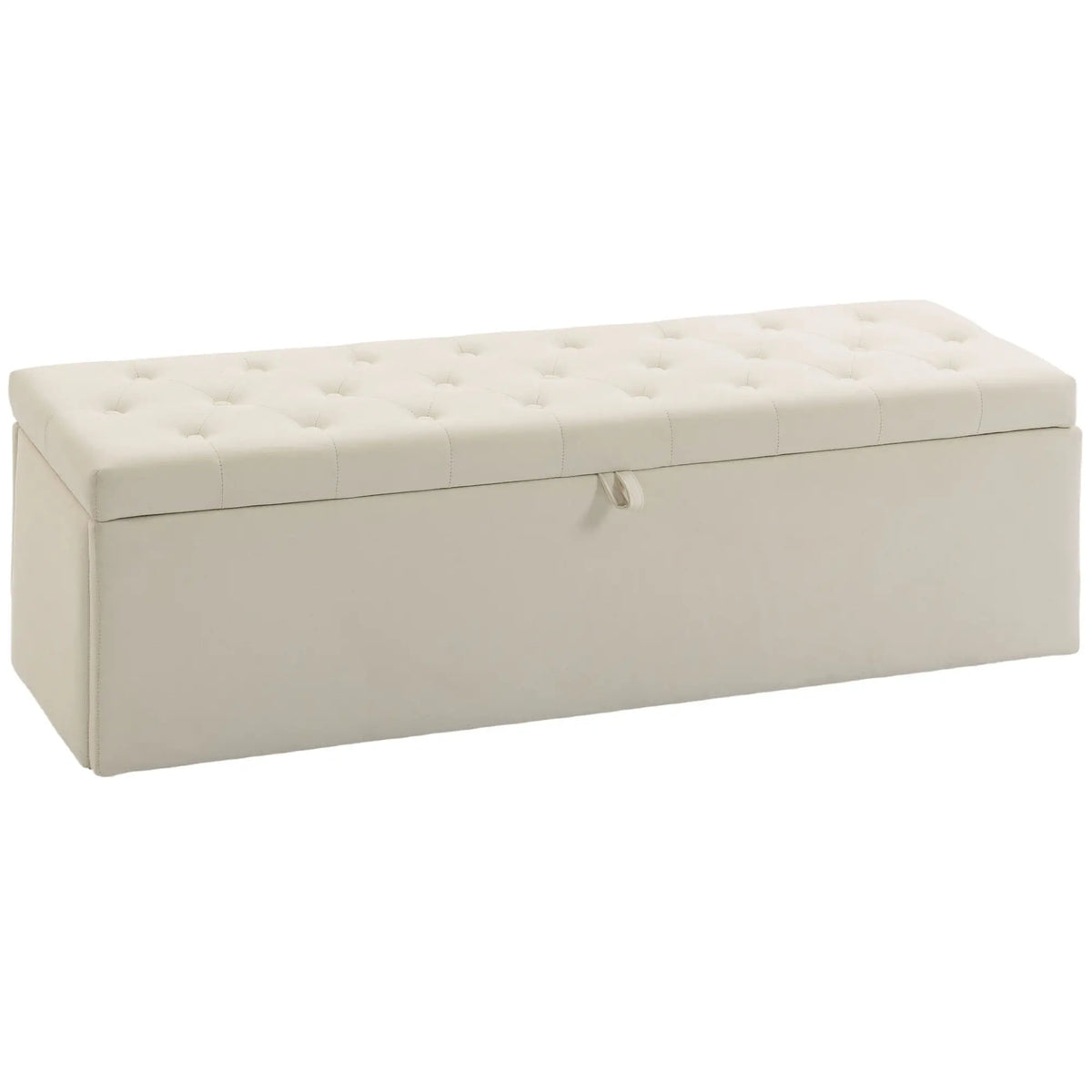 Upholstered Velvet Storage Ottoman Bench, Button Tufted, Beige Storage Ottomans & Benches at Gallery Canada