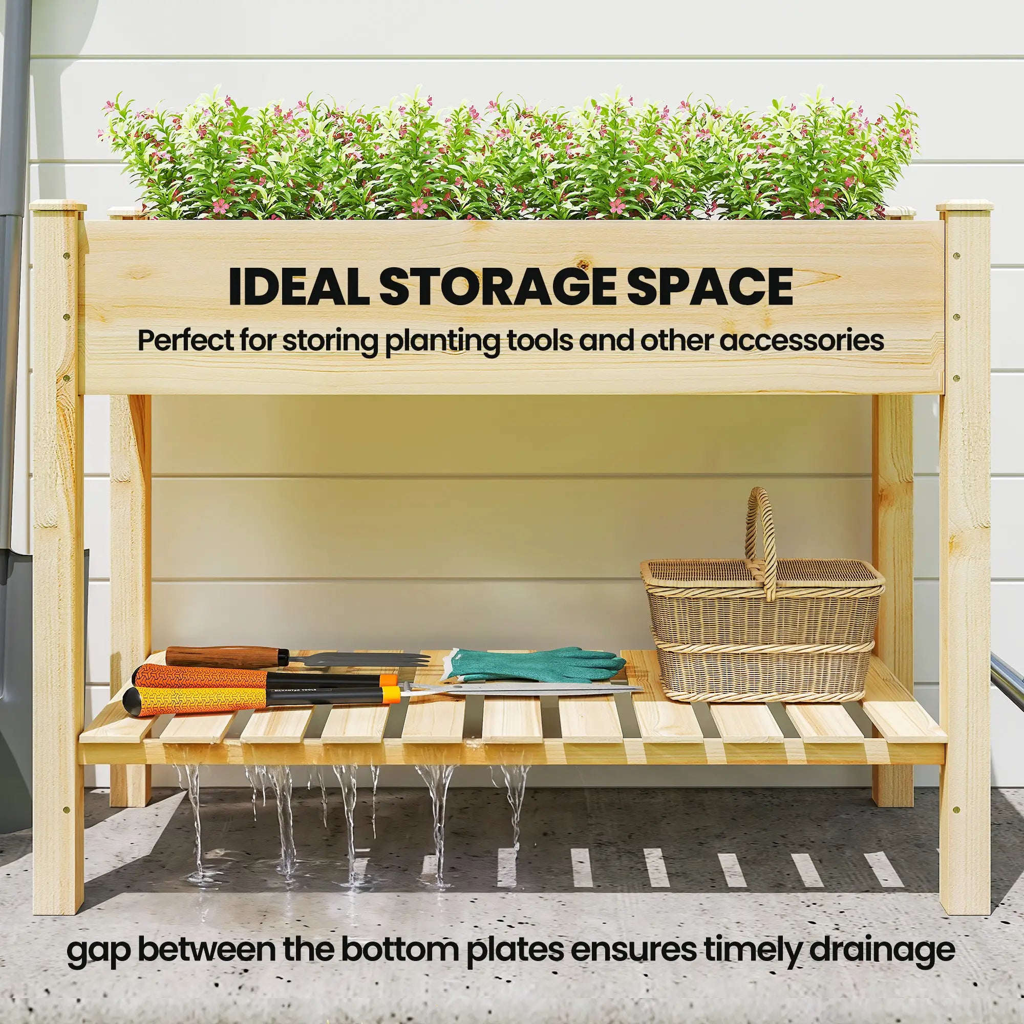 Elevated Planter Box With Legs, Storage Shelf, Raised Garden Bed, Natural Elevated Garden Beds at Gallery Canada