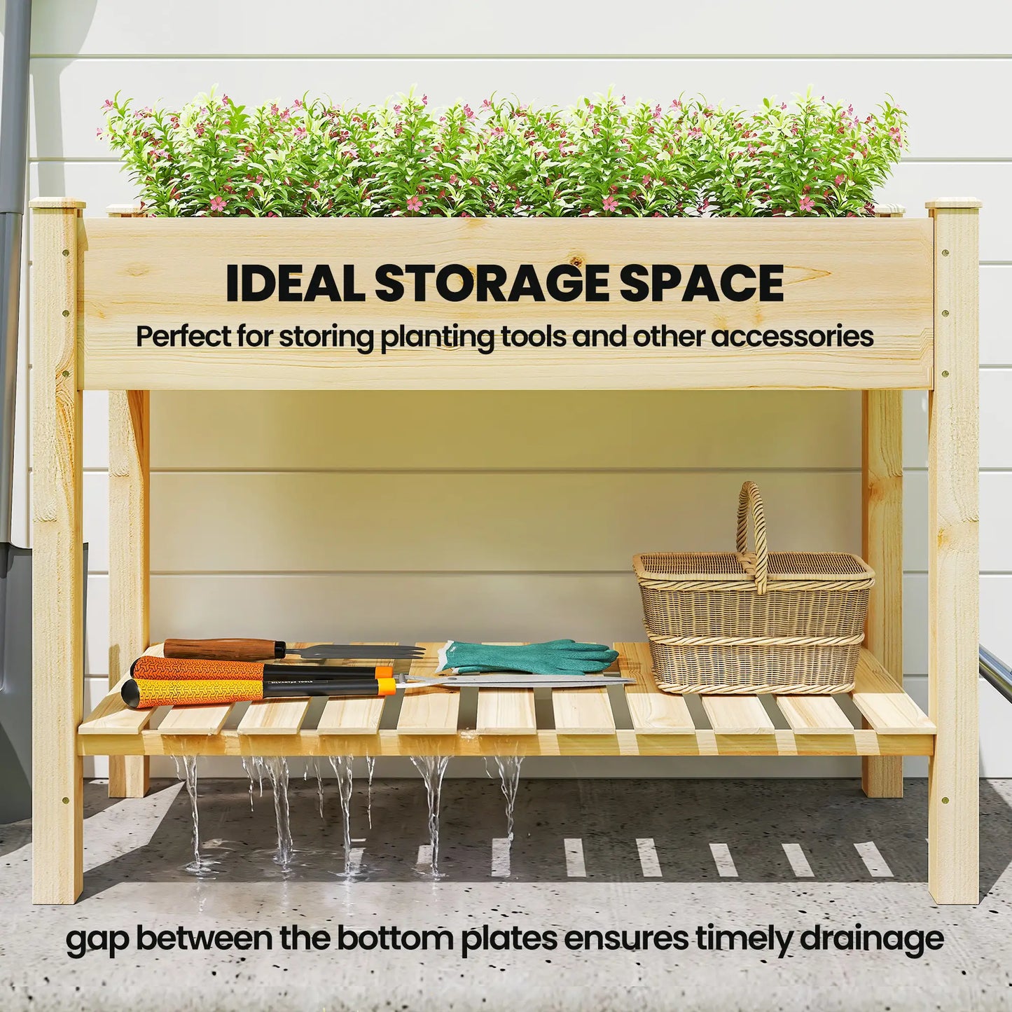 Elevated Planter Box With Legs, Storage Shelf, Raised Garden Bed, Natural Elevated Garden Beds at Gallery Canada