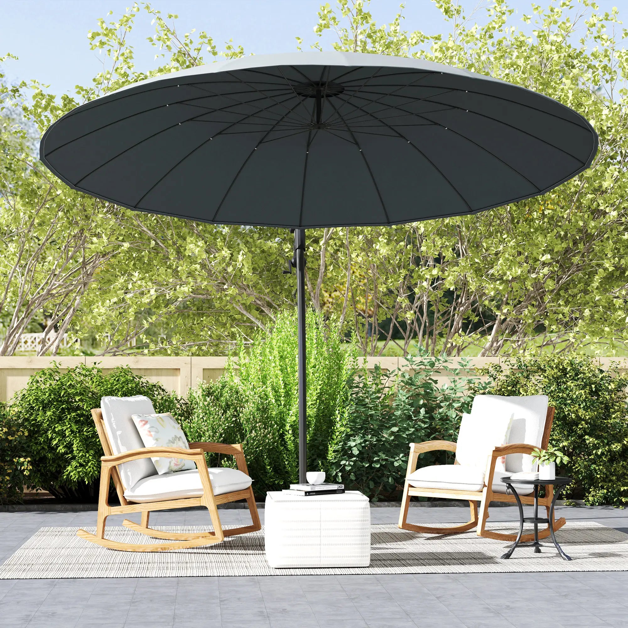 9FT Cantilever Umbrella, 16 Fibreglass Ribs, Offset Hanging, Grey Offset Cantilever Umbrellas at Gallery Canada