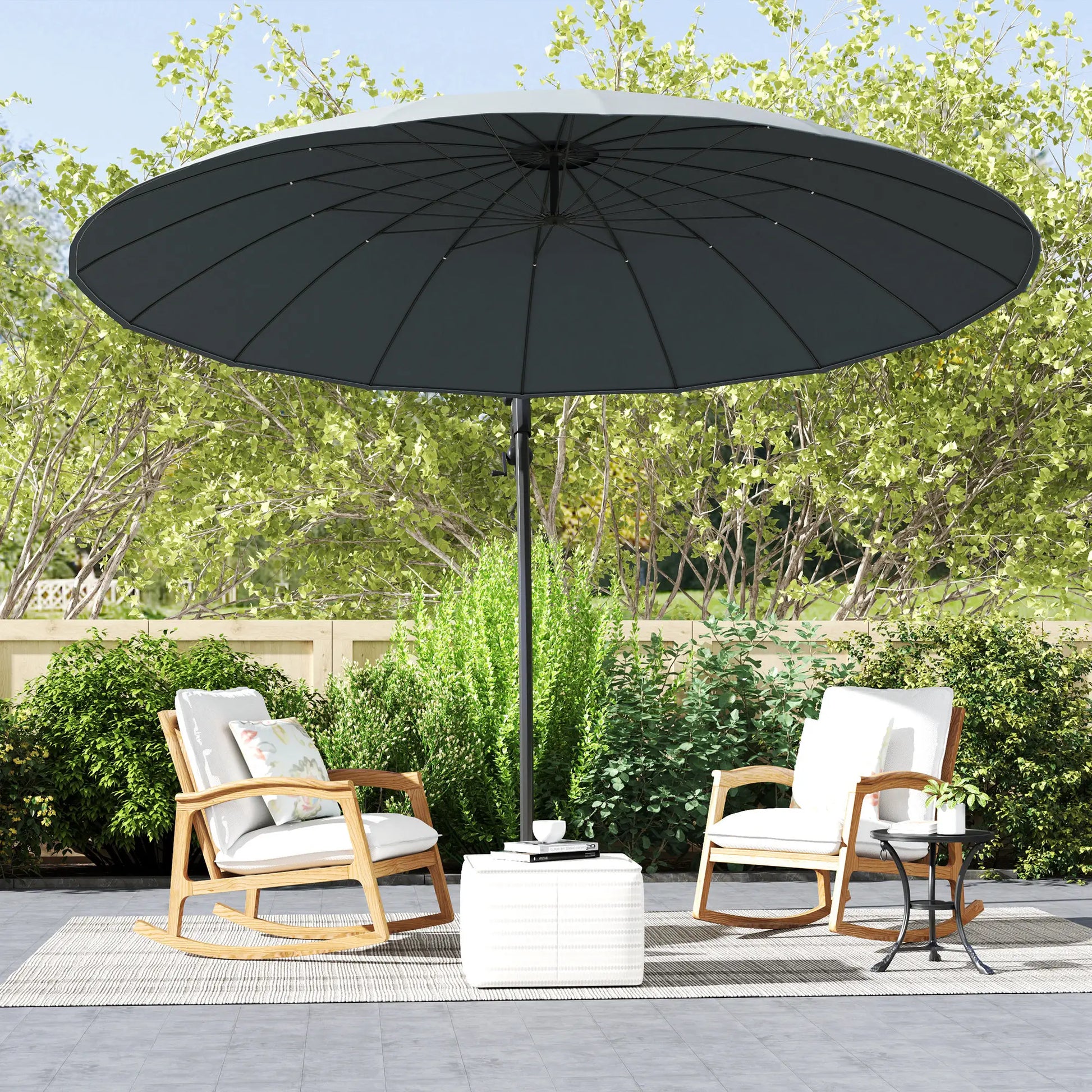 9FT Cantilever Umbrella, 16 Fibreglass Ribs, Offset Hanging, Grey Offset Cantilever Umbrellas at Gallery Canada