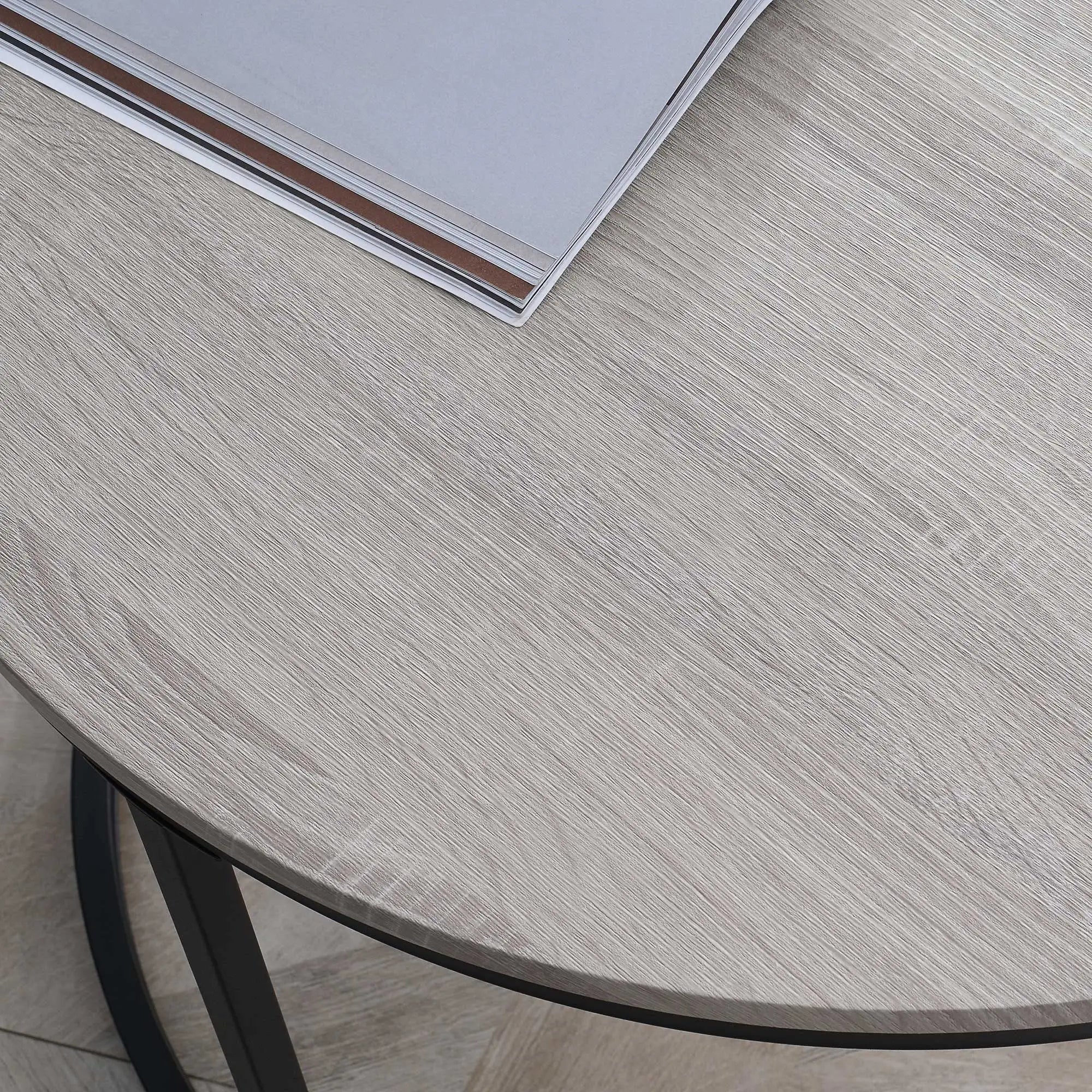 Nesting Coffee Tables Set of 2, Round, Metal Frame, Wood Grain, Grey Living Room Furniture at Gallery Canada
