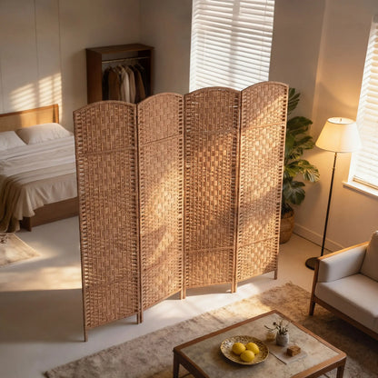 6ft Folding Room Divider, 4 Panel Wooden Frame, Natural Room Dividers at Gallery Canada