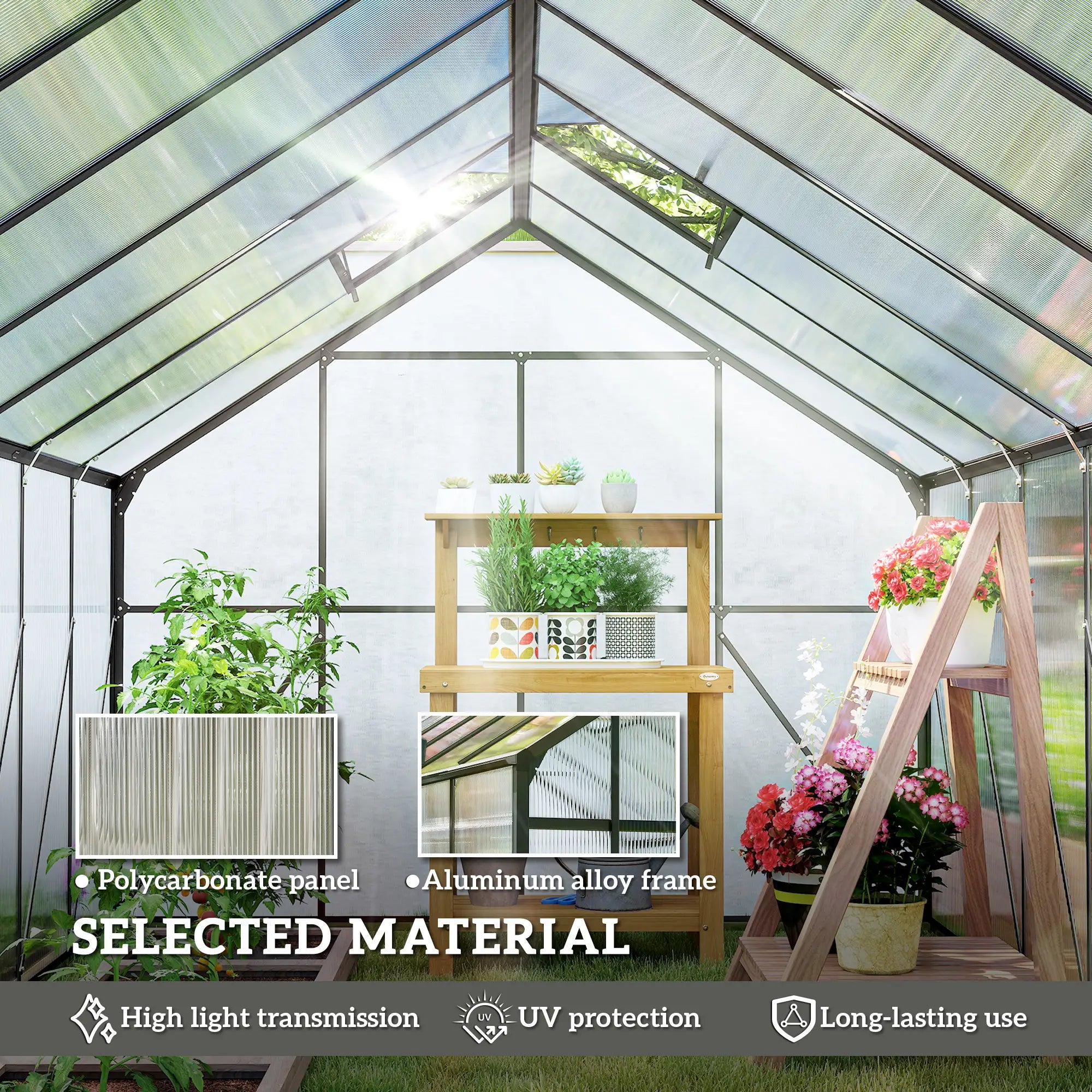 Aluminum Greenhouse Kit, Polycarbonate Walk-In, 16' x 8', Dark Grey Walk In Greenhouses at Gallery Canada