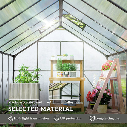 Aluminum Greenhouse Kit, Polycarbonate Walk-In, 16' x 8', Dark Grey Walk In Greenhouses at Gallery Canada