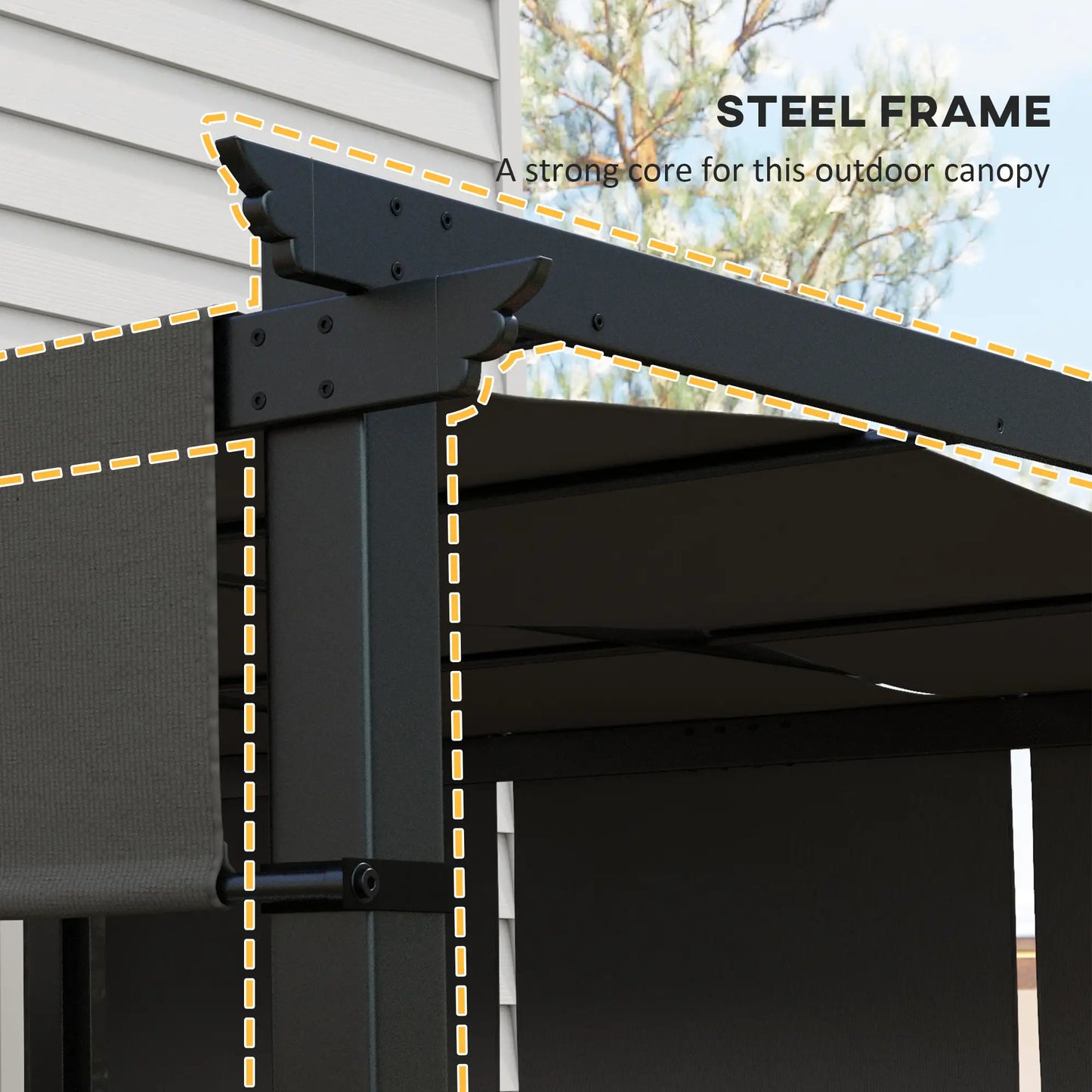 10' x 10' Metal Pergola, Retractable Canopy, Charcoal Grey Pergolas at Gallery Canada