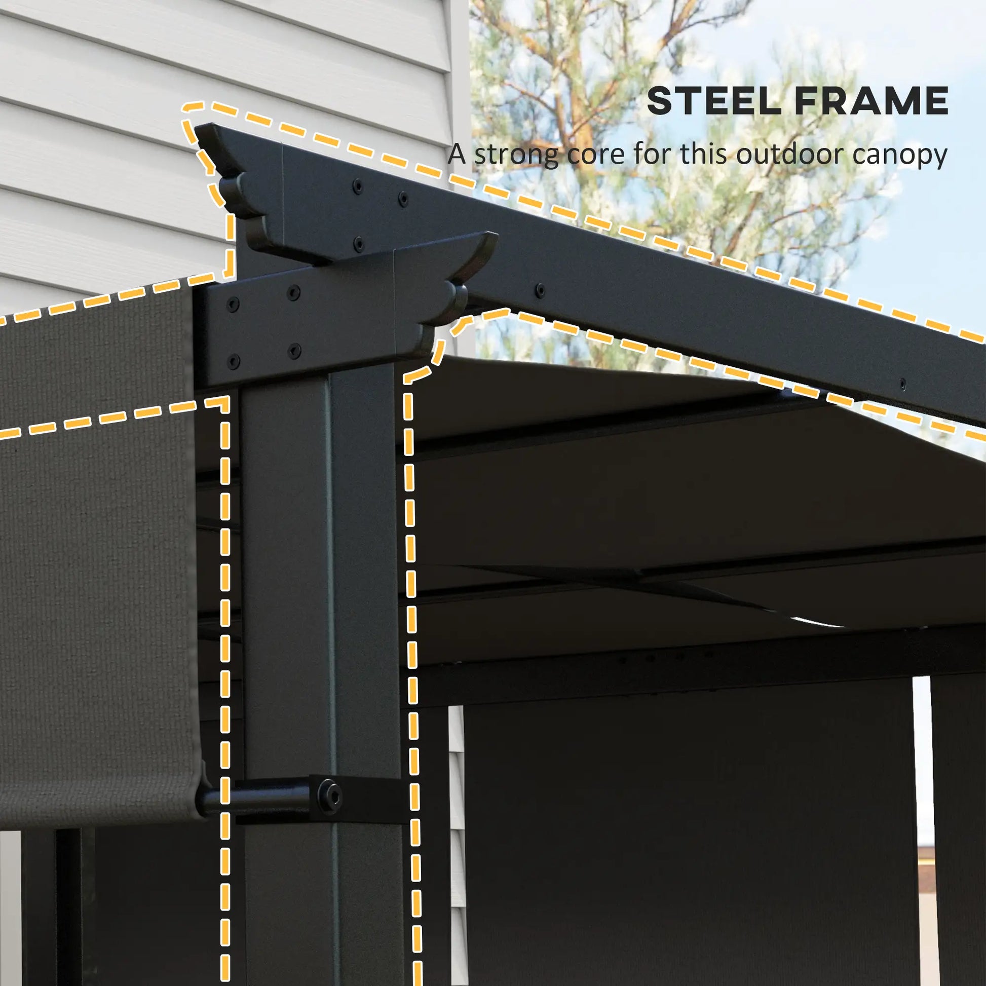 10' x 10' Metal Pergola, Retractable Canopy, Charcoal Grey Pergolas at Gallery Canada
