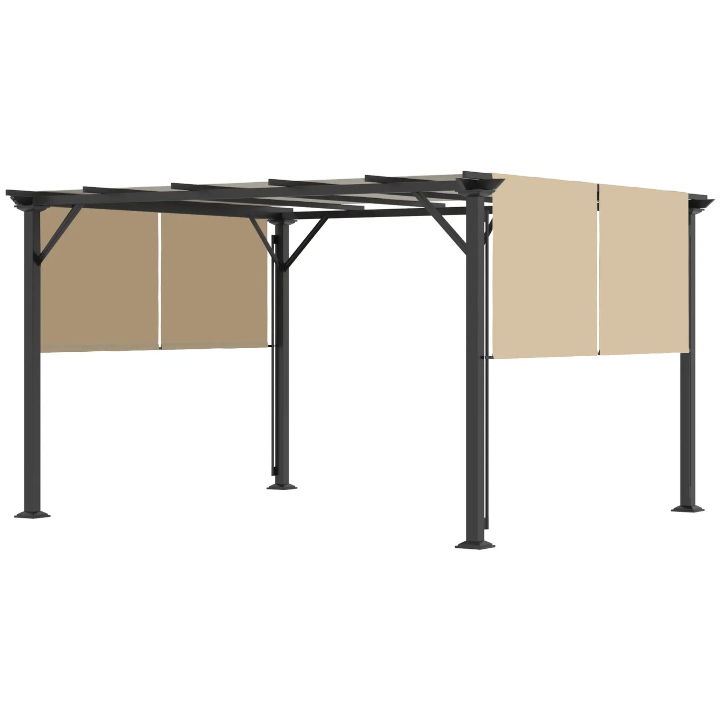 12' x 10' Outdoor Gazebo, Retractable Canopy, Steel Frame, Beige Pergolas at Gallery Canada