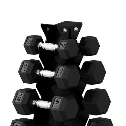 Hex Dumbbell Set with Rack, 150lbs Rubber-Coated, Non-Slip Handles, Rubber-Coated