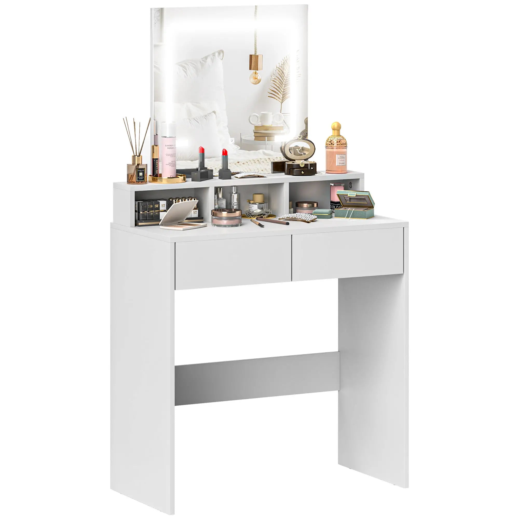 Makeup Vanity Desk with Mirror, LED Lights, Drawers, White Dressing & Vanity Tables at Gallery Canada
