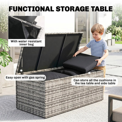 6-Piece Wicker Patio Furniture Set, 7-Seater with Cushions, Black Patio Furniture Sets at Gallery Canada