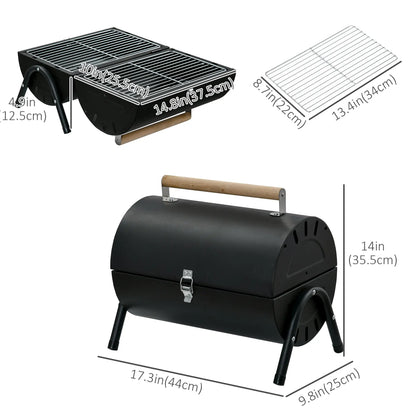 Outdoor Charcoal BBQ Grill, Tabletop Folding Barbecue, 17.3" x 9.8" x 14", Black Charcoal BBQ Grils at Gallery Canada